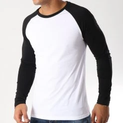 Acheter ❤️ Tee 🛒 Shirt Manches Longues Raglan 35-1 Noir Blanc de LBO 🔥 -France LBO Soldes Boutique lbo 88652 FAB SHALBO 35 1 20181015T154204 03