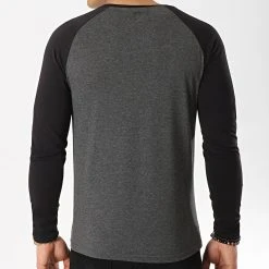 Meilleur prix 🛒 Tee ❤️ Shirt Manches Longues Raglan 48-1 Noir Gris Anthracite de LBO ✔️ -France LBO Soldes Boutique lbo 89838 FAB SHALBO 48 1 20190419T133339 04