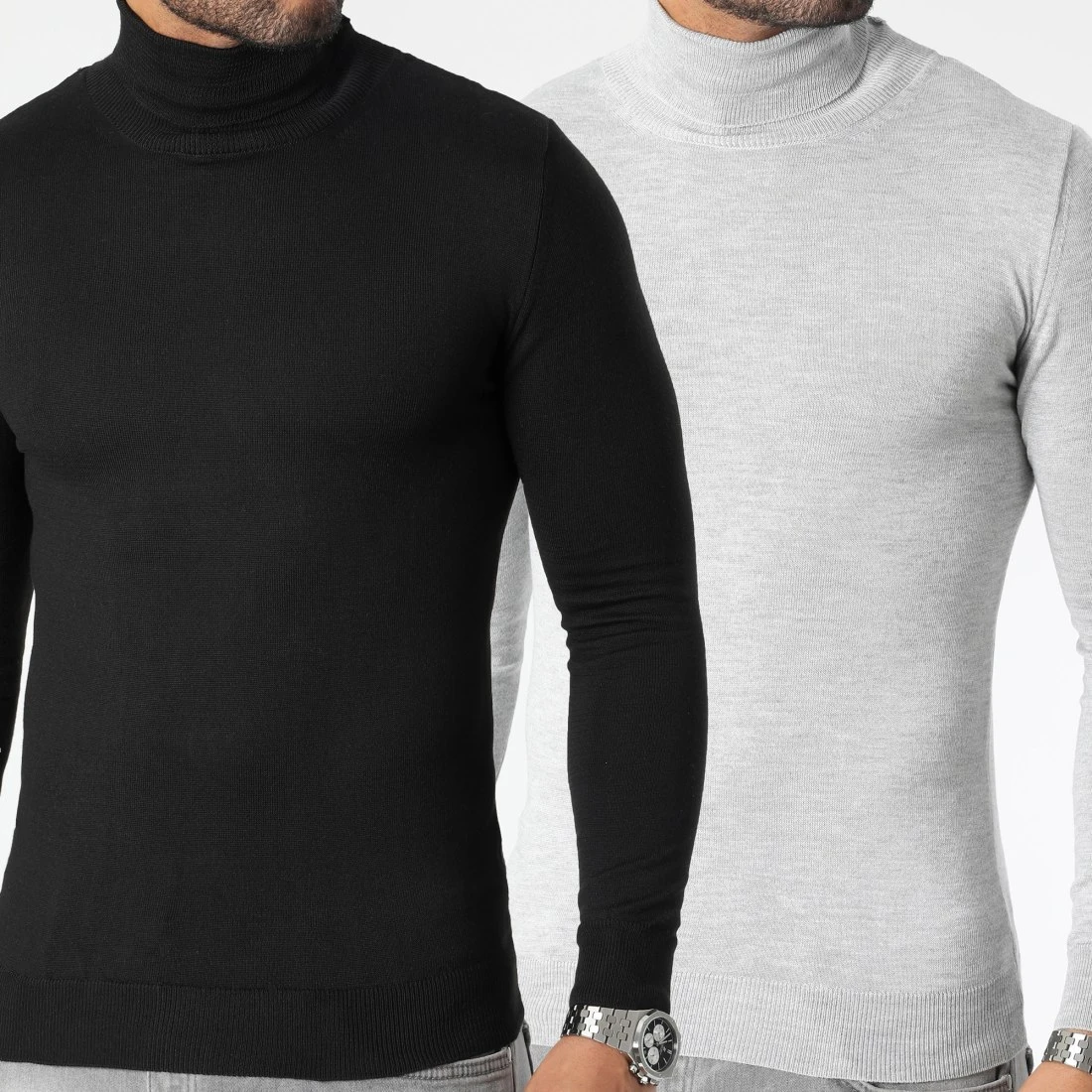 Coupon 👍 Lot De 2 Pulls Col Roulé 1006 Noir Gris Chiné de LBO 🎁 3 Coupon 👍 Lot De 2 Pulls Col Roulé 1006 Noir Gris Chiné de LBO 🎁